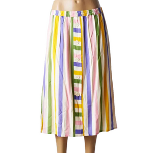 COMPAÑIA FANTASTICA striped skirt rainbow multi colour button front medium